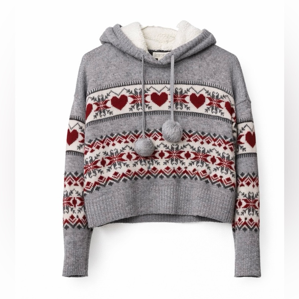 ❤️ NWOT! Ruby Moon Hearts Sweater Sherpa Hoodie
